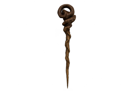 Twisted wooden fantasy magic wizard staff