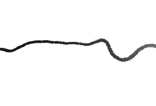 A black dashed squiggly line on white background, artwork, background