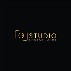 Golden Color Studio Photographer Logo vector. Minimalist photography logo. Creative Photography Logo.