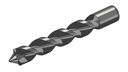 A rendered image of a twist drill bit with flutes