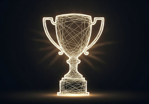 Conceptual digital art of trophy isolated on dark background