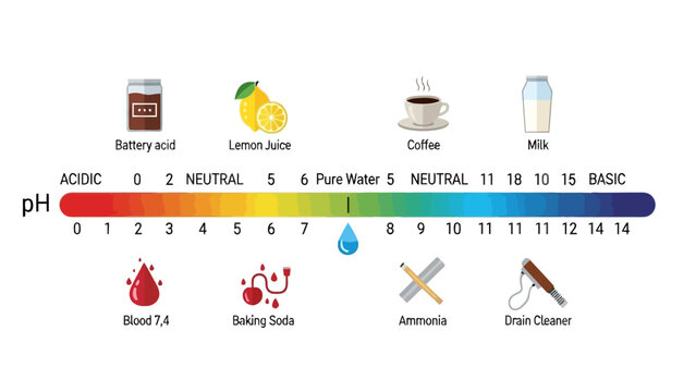 A pH scale with common substances