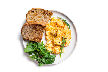 Scrambled eggs with greens for  healthy keto breakfast