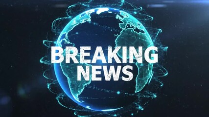 Breaking news global alert with digital earth animation, perfect for news broadcasts and urgent announcements, dynamic and modern promo opener sequence - Powered by Adobe