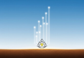 Abstract financial growth concept with bars and pyramid