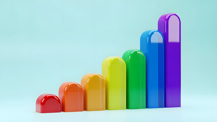 Spectrum Bar Graph in 3D Showing Exponential Growth