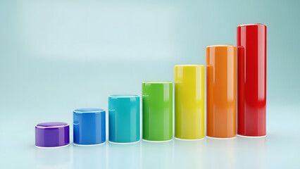 Colorful Rising Columns on White – Financial Growth Render
