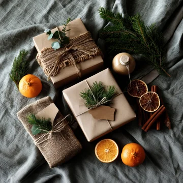 Natural Christmas Gift Wrap with Kraft Paper and Cinnamon