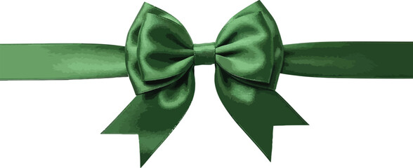Green Bow Isolated on Transparent Background Elegant Ribbon Decoration Decorative Festive Wrap Holiday Celebration Gift