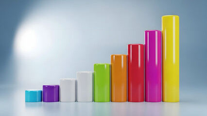 Shiny Rainbow Bar Chart Illustrating Upward Trend and Profit