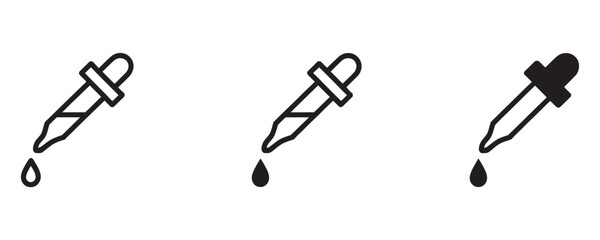 Essential dropper icon set for science, medicine, and beauty applications, perfect for sleek, modern designs offering precision and accuracy in every drop