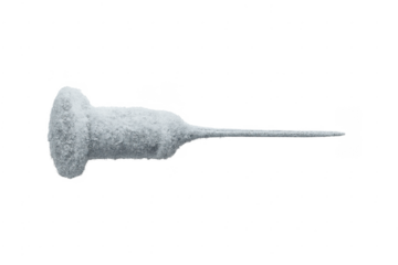 Frozen medical needle covered in frost on transparent background