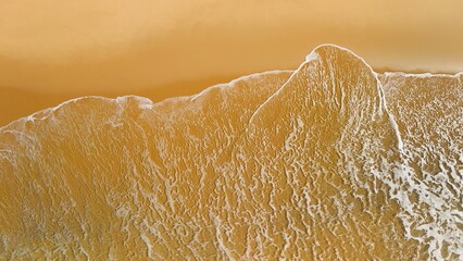 Birds Eye View of Santa Cruz Beach With Breaking Waves in Portugal