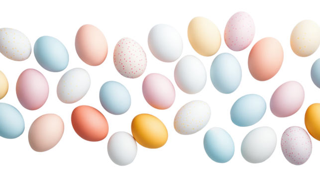 Colorful Easter eggs on a transparent background