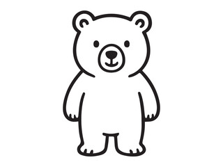 Black and white vector illustration of a bear. Simple, clean, and minimal design suitable for coloring pages, logos, stickers, and kids&rsquo; graphics.