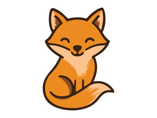 Cute cartoon fox illustration with a warm orange color palette, simple lines, and a friendly expression. Ideal for children’s content, stickers, books, and playful graphic design projects.