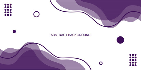 Modern Abstract Wavy Background Design Template with Dynamic Fluid Shapes and Minimalist Geometric Elements in Purple and White