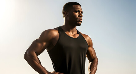Focused Athlete Mastering Physical Fitness Strong Minded African American Male Exercising for Health Wellness Determination Goal Achievement Athleticism Outdoor Activity
