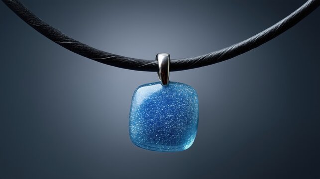 Simple Blue Pendant on Black Cord &mdash; product shot minimal