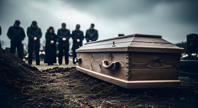 Mournful Farewell At Graveside The Dignity of Remembrance and The Weight of Loss Assembled For A Tender Goodbye In Memory Of Those Departed At A Cemetery