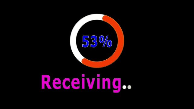 Receiving Circular Progress Bar 0% to 100% counting, Motion Graphic 4k video.