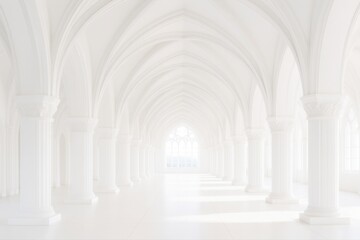 Majestic white arches create a serene atmosphere in a tranquil hall