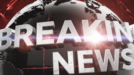 Breaking news global report with dynamic graphics and urgent visuals for business, current events, and worldwide affairs