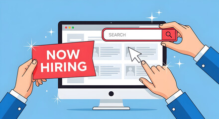 Online Job Search and Recruitment Platform Concept Illustration Discovering Ideal Candidates and Filling Vacancies in the Current Market Landscape with Modern Technology