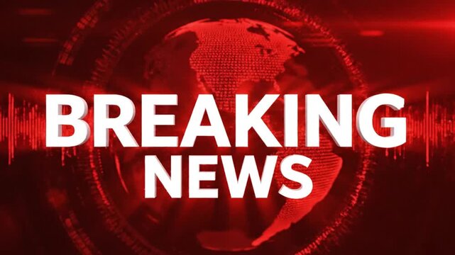 Urgent breaking news alert with dynamic red graphics for impactful broadcast journalism coverage and social media updates worldwide events