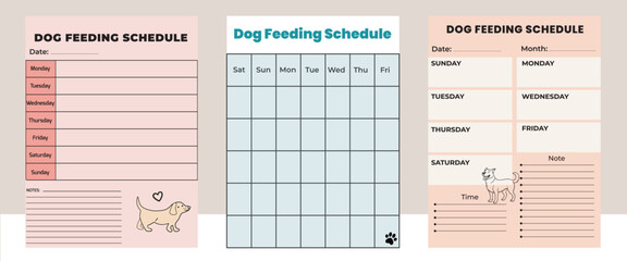 Dog Feeding Schedule Template for Tracking Meals, Portion Sizes, and Feeding Time for Dogs