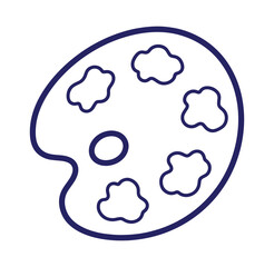 Simple outline illustration of a palette with paint spots for creative design concepts