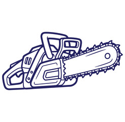 Fototapeta premium Vector illustration of a blue outline chainsaw isolated on a clean white background