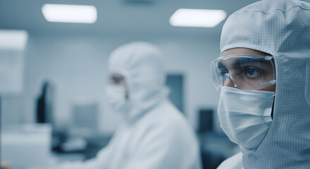 Cutting Edge Research and Development  Scientists in Sterile Environment Advancing Pharmaceutical  Biotech and Semiconductor Industries  Innovation and Progress