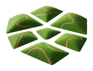 Exploring abstract green terrain patterns in nature graphic design isolated on transparent background