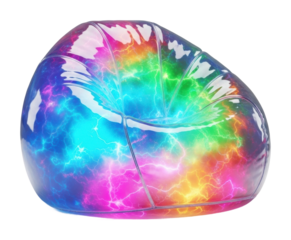Vibrant bean bag chair colorful design for relaxing home interiors isolated on transparent background