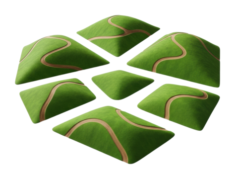 Exploring abstract green terrain patterns in nature graphic design isolated on transparent background - Powered by Adobe