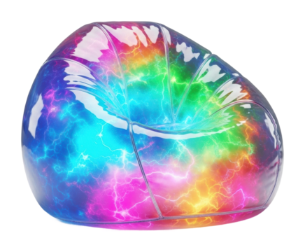 Vibrant bean bag chair colorful design for relaxing home interiors isolated on transparent background - Powered by Adobe