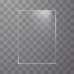 Horizontal transparent plastic sheet or document file mockup with soft edge light effect