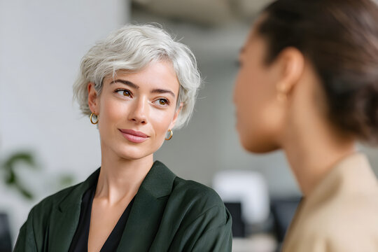 Non-binary mentor engaging in discussion with younger non-binary individual - Powered by Adobe