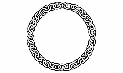 frame of circular chain link with copy space.for badge design, logo border, jewelry illustration, tattoo,text,and vintage ornament decoration.