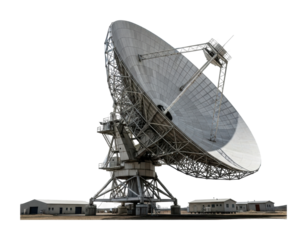 Satellite dish installation facility technology industrial overview isolated on transparent background