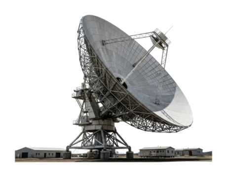 Satellite dish installation facility technology industrial overview isolated on transparent background