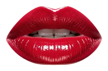 Vibrant red lip makeup beauty artistic isolated on transparent background