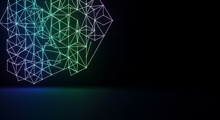 Stunning neon network structure illuminating dark space with vibrant glow, ideal for tech startup branding and innovative digital concepts, modern design element