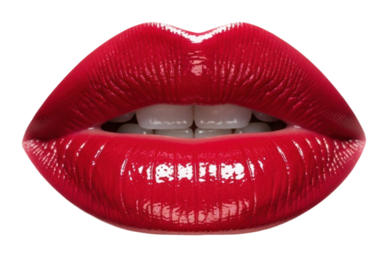 Vibrant red lip makeup beauty artistic isolated on transparent background