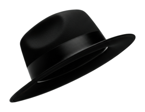 Elegant black hat display fashion minimalist isolated on transparent background