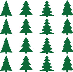 christmas 16 tree icons set vector illustration 