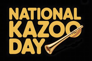 Colorful National Kazoo Day graphic showcasing playful music instrument, humorous sound, creative festival theme, modern typography, and cheerful global music celebration