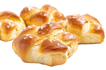 Delicious brioche buns isolated on transparent background, ready to eat