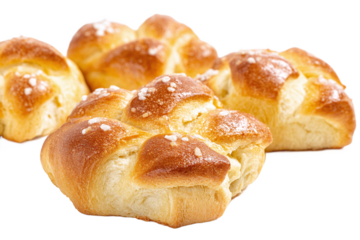 Delicious brioche buns isolated on transparent background, ready to eat